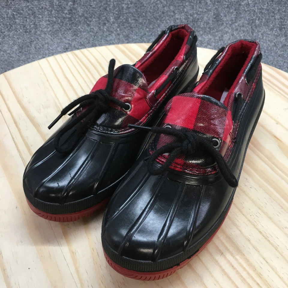 Sugar Rain Duck 靴子女式 10 Swippery 黑色系带舒适圆头 — 第 3/4 张图片