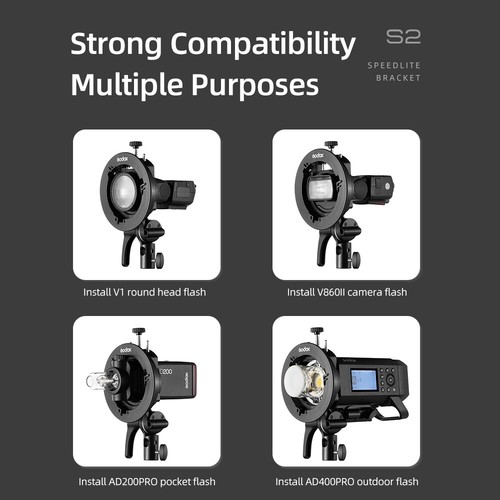 Godox S2 Bowens Mount Flash S-type Holder Bracket for Godox V1 V860III AD200/400 - Picture 3 of 6