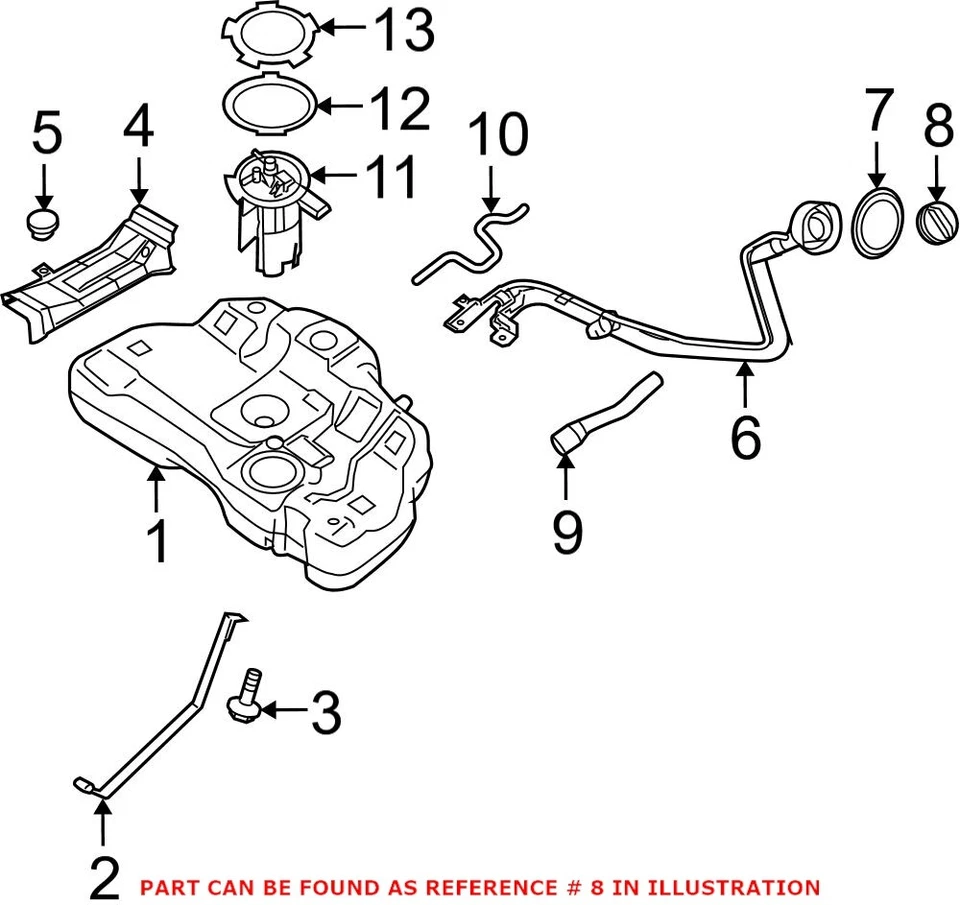 Оригинальная крышка топливного бака для Nissan Altima SL 2005-2011 Murano SL 2006-2007 от оригинального производителя - Изображение 2 из 2