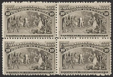 US # 237 *MINT OG 2H 2NH* { 10c COLUMBIAN BLOCK OF 4 } BEAUTY OF 1893 CV$ 800.00