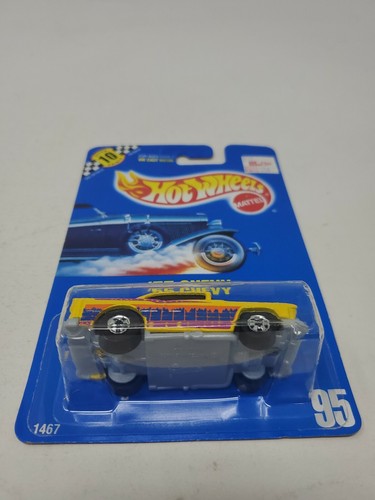 Hot Wheels 1991 Blue Card Basic 95 '55 Chevy Chevrolet Bel Air Coupe Hood Scoop - Picture 3 of 7