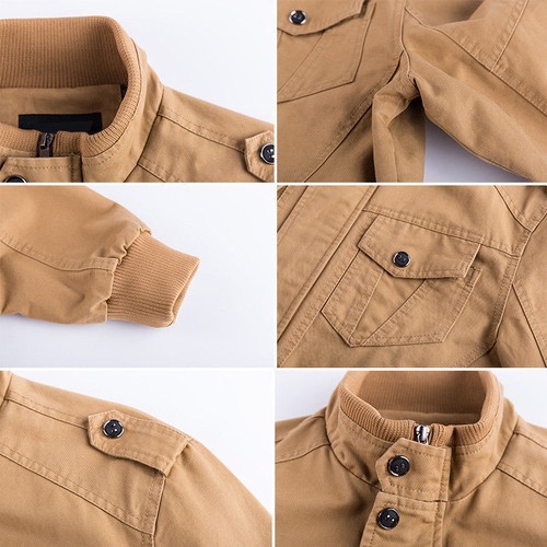 Men's Military cotton jackets casual collar bomber jacket coat parkas outwear - Picture 11 of 25