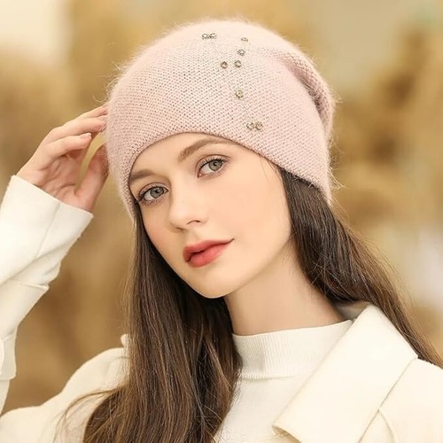 3-teiliges/Set Winter Damen Wolldicke Strickmütze und Schal Set Strickkappe UK - Bild 36 von 44
