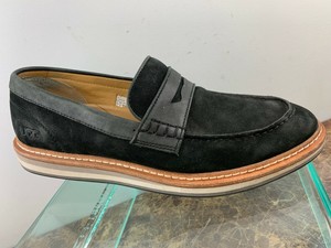 black suede slip on loafers