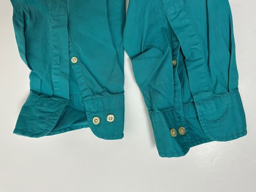 Y2K Lands End Shirt Men Large Long Sleeve Button Down Cotton Twill Blue Vintage - Picture 12 of 14