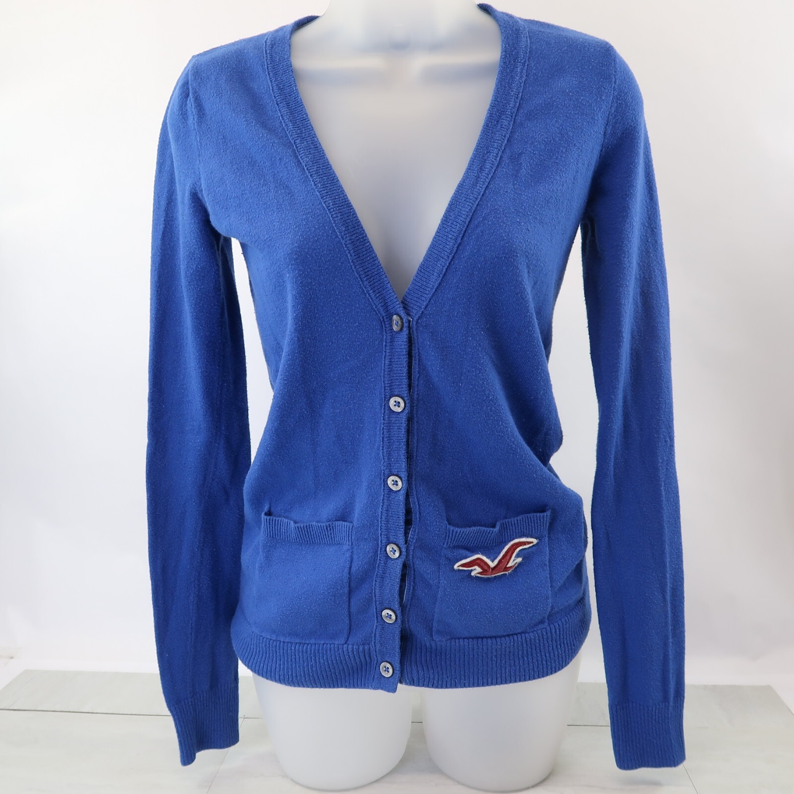 HOLLISTER Womens Juniors Cardigan Sweater Button Up Sweater Size S Blue |  eBay
