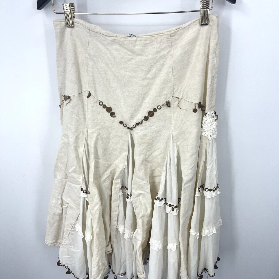 Saia DVF Diane von Furstenberg Feminina 4 Linho Mescla Cottagecore Lagenlook Y2k - Imagem 2 de 4