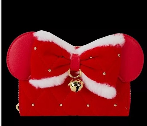 Portafoglio Loungefly Minnie Mouse esclusivo costume da Babbo Natale cosplay zip intorno