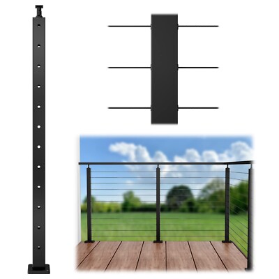 Muzata Level Drilled Cable Railing Post 42''X2''X2''(Post Body 39'')