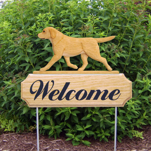 Yellow Labrador Retriever Wood Welcome Outdoor Sign