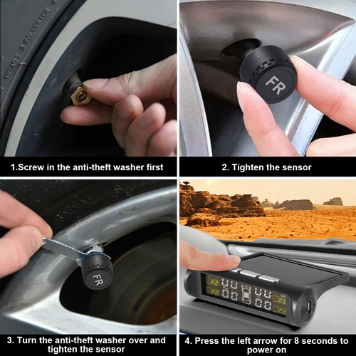 Wireless Solar LCD Car Tire Pressure Monitoring System + 4 External Sensors - Picture 9 of 13