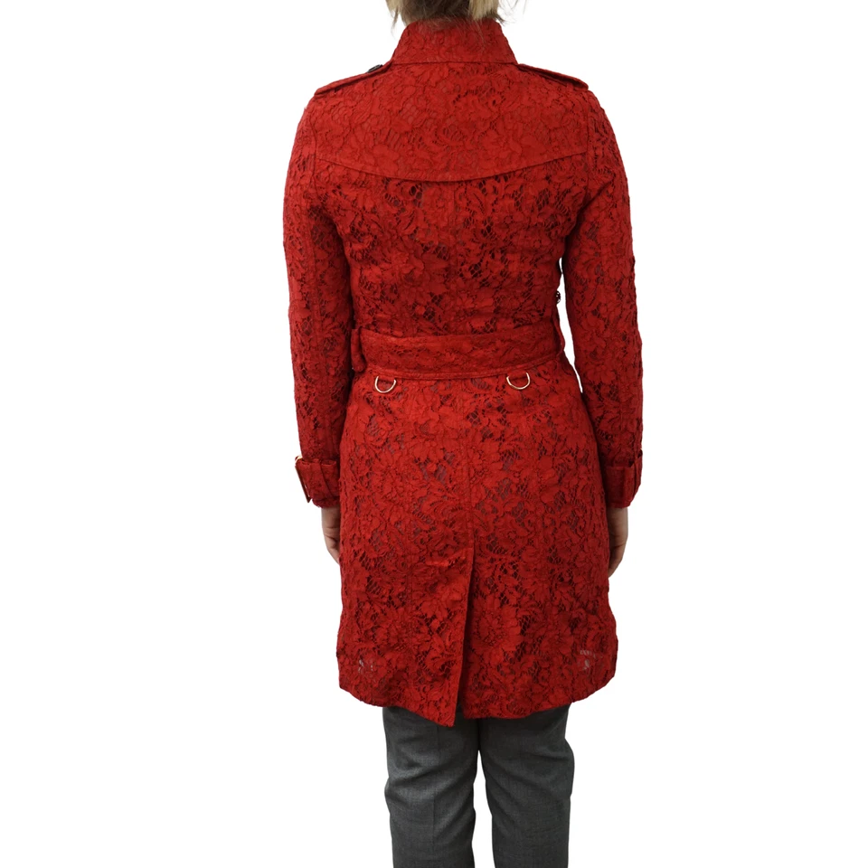 Abrigo mujer Burberry Trench The Sandringham Desfile rojo doble pecho US2 Foto 3 de 4