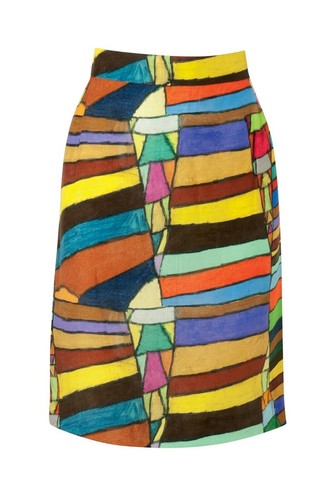 CLEMENTS RIBEIRO SELTENER BLEISTIFTROCK REGENBOGEN SEIDE UK 8 EU 36 US 4 SMALL NEU MIT ETIKETT