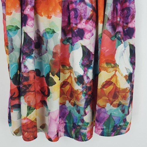 City Chic Womens Size S 16 Multi-Coloured Abstract Print Flowy Full Skirt Lined - Picture 3 of 18