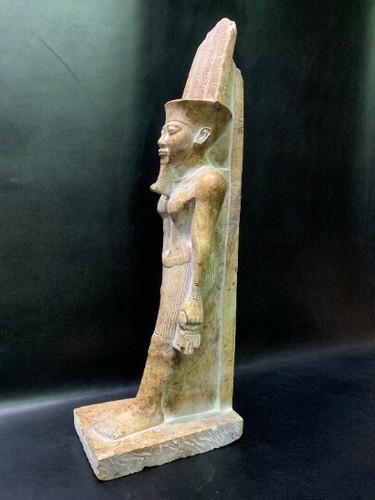 Fantastic AMUN-RA (god of the sun) standing, Carefully made from the Lime stone - Picture 5 of 7