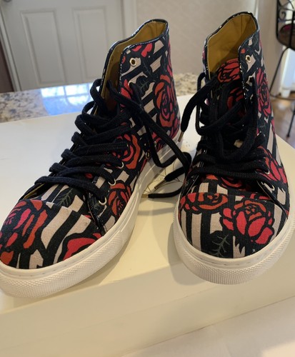 Charlotte Olympia Rose Print Canvas High Top Sneakers SZ 38 MRSP $525. - Picture 3 of 14