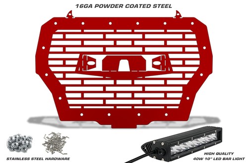 Rejilla de acero para Polaris RZR Turbo 1000 XP 2017-2018 + Barra de luz LED 10" RZR roja - Imagen 3 de 3
