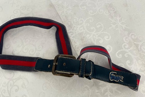 Vintage Lacoste Navy & Red Striped Canvas Belt 36/90 - Picture 3 of 4