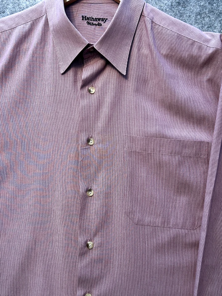 Hathaway Men's Dress Shirt Long Sleeve Dusty Rose Pink Cotton-Rich Size Large - Image 3 of 4