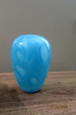 Murano Style aqua light turquoise heavy Art Glass BUD Vase small-4"