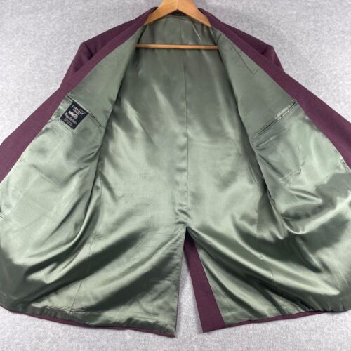 CARRIAGE HOUSE Mens 46L Burgundy 2 Gold Colored Buttons Single Vent Lined Blazer - Picture 3 of 13