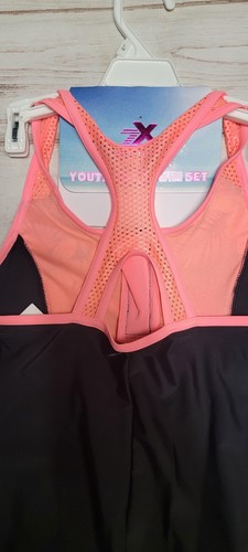 NWT GIRLS ZEROXPOSUR 14 L BLACK HAWAIIAN NEON ORANGE ZIP MESH 1 PC SWIMSUIT - Picture 7 of 9