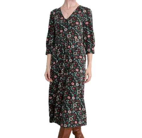 SeaSalt Damen Rose House Midikleid Größe 20 Tall weicher Baumwolljersey grün bunt