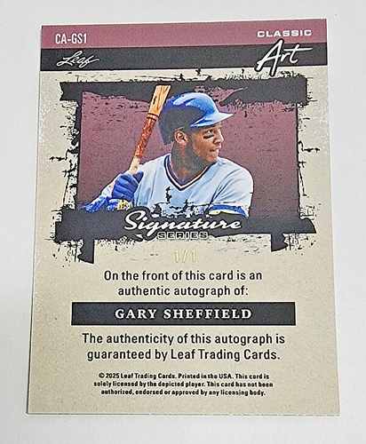 GARY SHEFFIELD 2025 Leaf Signature Series Classic Art Shimmer Auto #d 1/1 - Picture 2 of 2