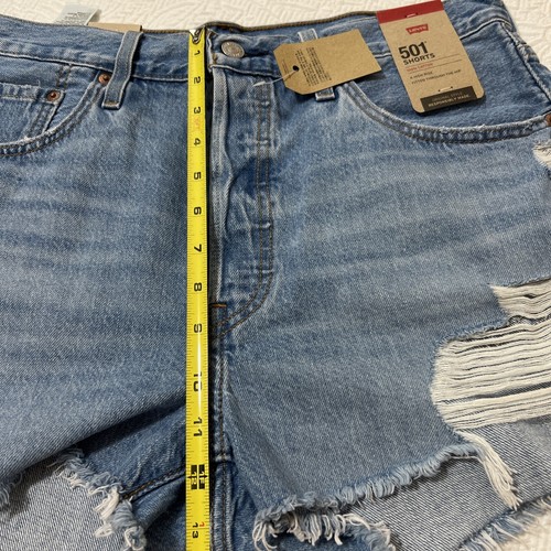 NWT Levi's 501 Original Fit High-Rise Frayed Jean Denim Shorts Button Fly Sz 32 - Picture 12 of 12