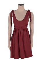 LULUS Dress Don't Worry, Baby Washed Burgundy Tie-Strap Babydoll MINI Size S NEW