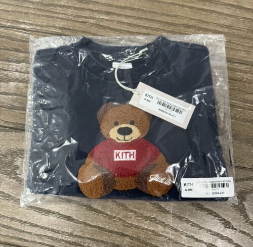 Baby Kith Teddy Nelson Crewneck KIDS Blue Size 6-9 Months KITHMAS • New RARE! - Picture 3 of 5