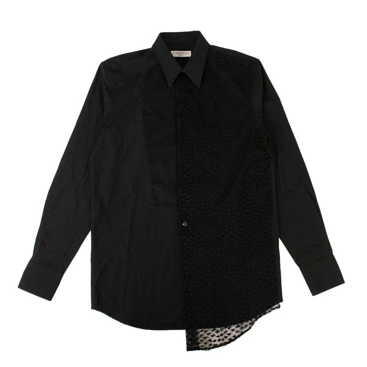 NWT GIVENCHY Black Cotton 'Lace' Button Down Shirt Size: 16.5 US 41 EU $1290
