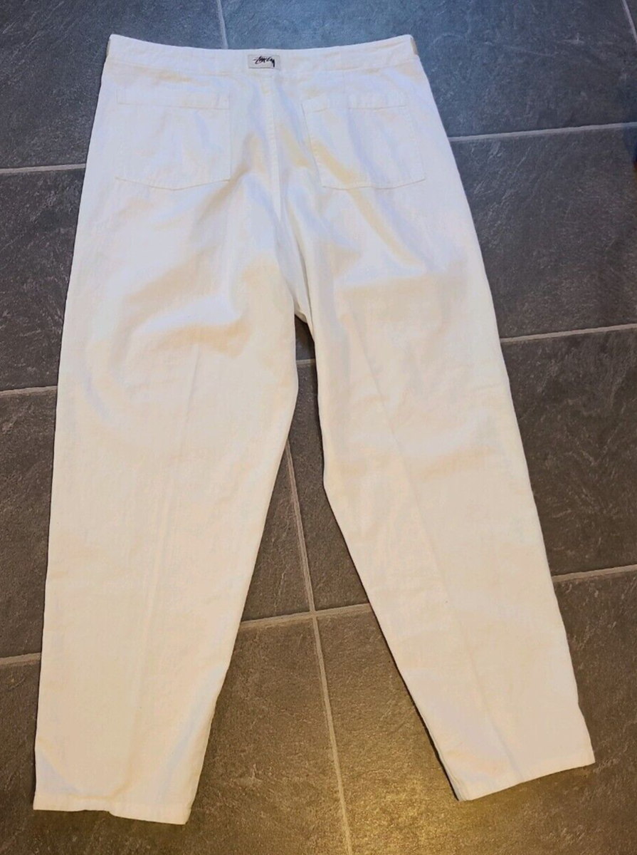 VTG 80'S STUSSY WHITE BAGGY PANTS SZ L MADE IN USA RAVE VTG 80'S STUSSY WHITE BAGGY PANTS SZ L MADE IN USA RAVE