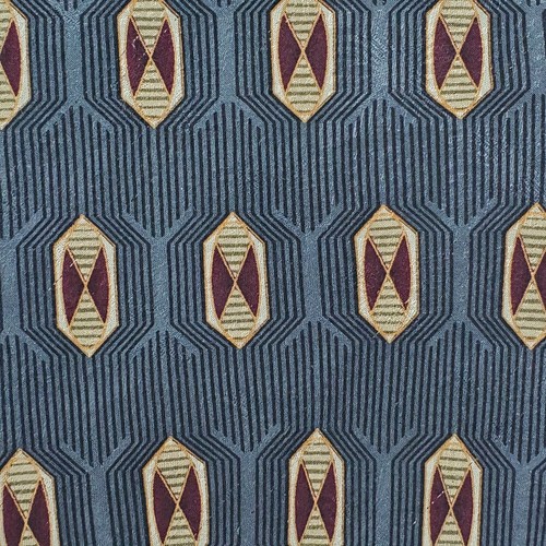 Croft & Barrow Blue Geometric Silk Tie Wide - Picture 2 of 6