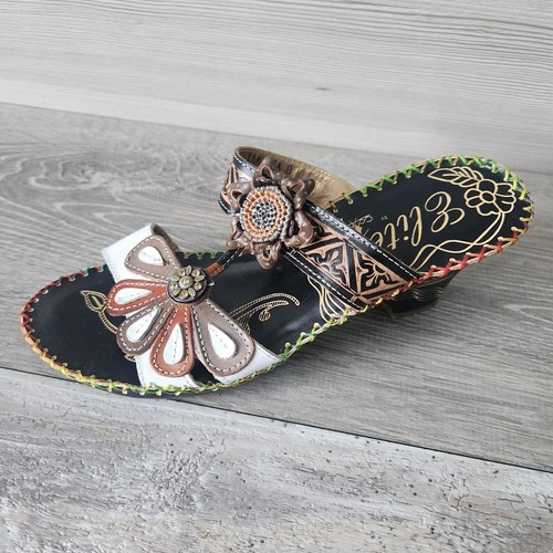 Elite by Corkys sandali donna taglia 8 giamaica pelle floreale boho hippie zeppa - Foto 3 di 17