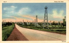 Texas oil field image vibrant colors artwork oil industry Lone Star Postcard