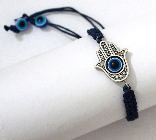 Set 1 HAMSA gegen BÖSES AUGE Kordel BLAU Schmuck Glücksbringer der Kabbala - Bild 4 von 10