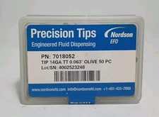 Nordson 7018052 Fluid Dispensing Tip -  14GA TT 0.063 Olive 26 Pack
