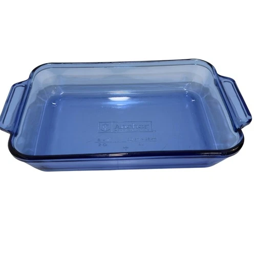 Vintage Anchor Hocking Cobalt Blue 2 QT Baking Dish Casserole Glass Pan 8 x 11"