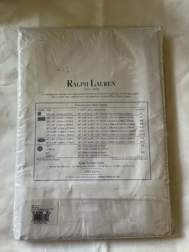RARE Ralph Lauren USA Blue Striped Polo Bear Tablecloth Oblong 60 X 84” NEW - Picture 2 of 6