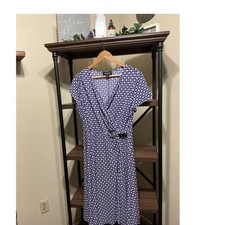 Perceptions New York Purple White Geometric Circle Print High-Low Midi Dress XL