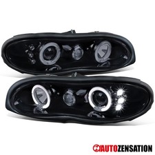 Fit 1998-2002 Chevy Camaro Smoke Led Halo Projector Headlights Lamps Leftright