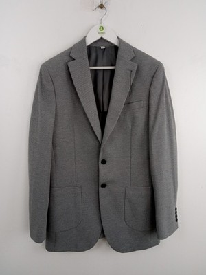 M&S Mens Single Breasted Textured Blazer Mid Grey Size 38'' NEW
