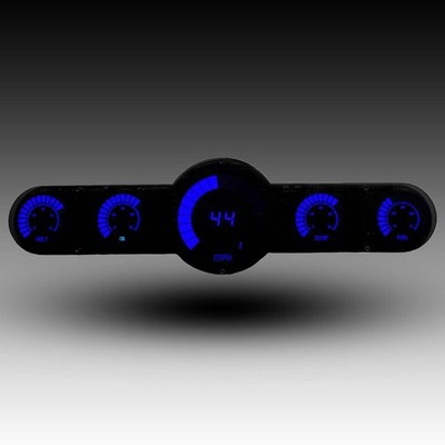 Intellitronix Blue LED 5.5 Analog Bargraph Gauge Panel With Black Faceplate