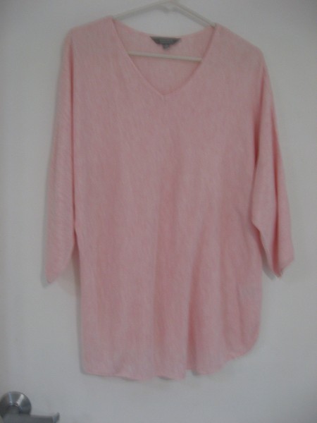 SUZANNEGRAE PINK V-NECK 3/4 SLEEVE LIGHTWEIGHT JUMPER SIZE S