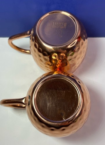 Set of Two (2) Moscow Mule 100% Hammered Copper Mugs by Morken Barware - Picture 6 of 8