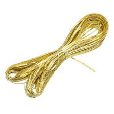103 Yard Metallic Thread Cord, 3mm 0.12inch Flat Rope Ribbon String,Light Gold