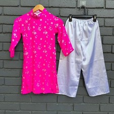 Vietnamese Traditional Dress kids Girls Be Gai Ao Dai TRE EM TET VIETNAM Pink 9