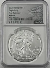 2025 (P) $1 American Silver Eagle w/ Eagle Privy Mark First Releases NGC MS69