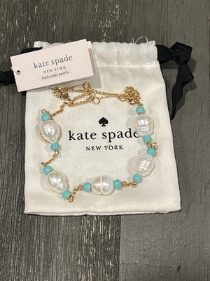 Kate Spade Gold Plated CANDY DROPS Freshwater Pearl Howlite Bead Collar Necklace